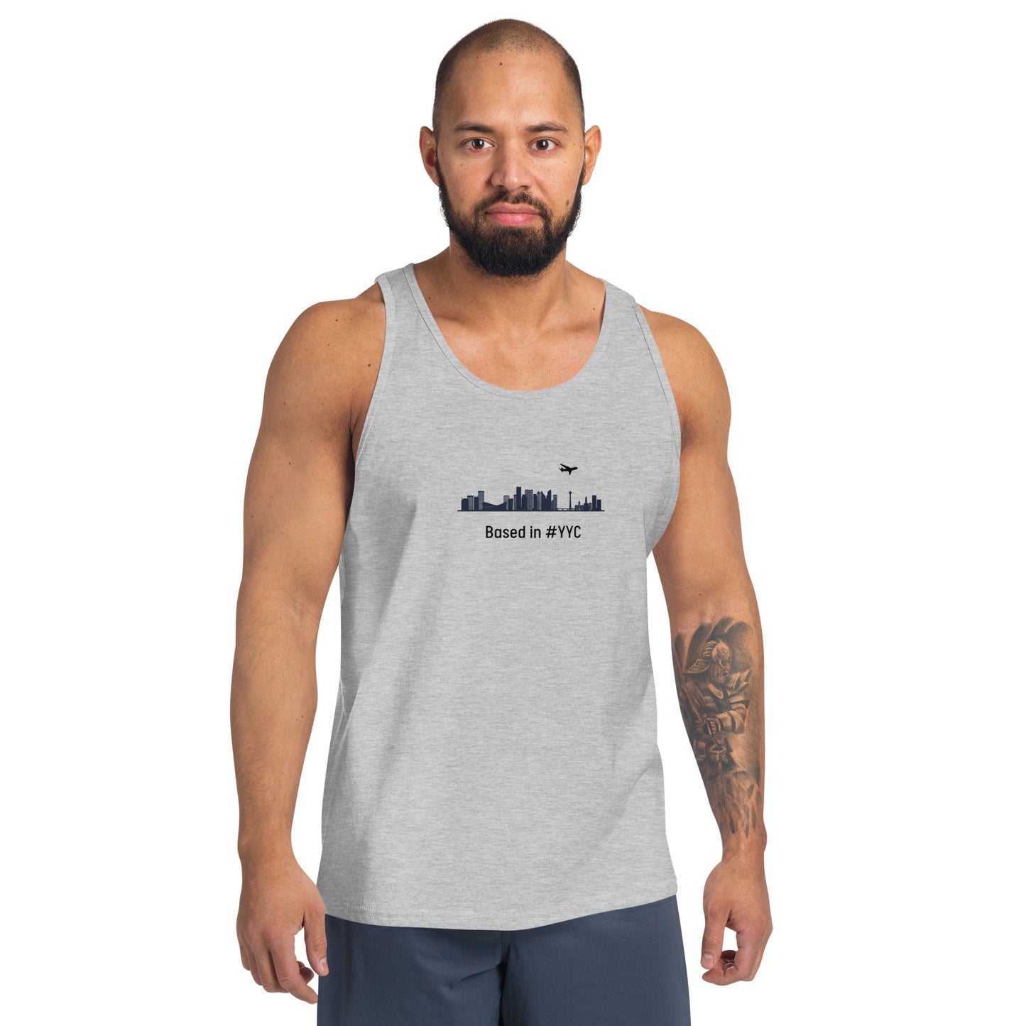 Based in YYC Unisex Tank Top - Black - Remove B4 Flight