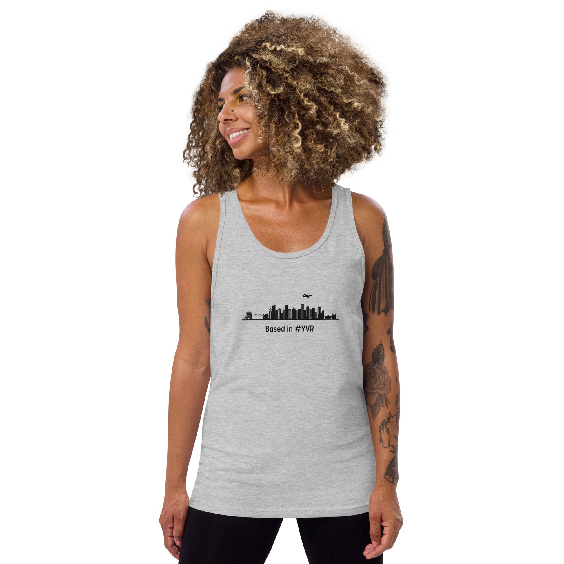 Based in YVR Unisex Tank Top - Black - Remove B4 Flight