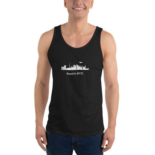 Based in YYZ Unisex Tank Top - White - Remove B4 Flight