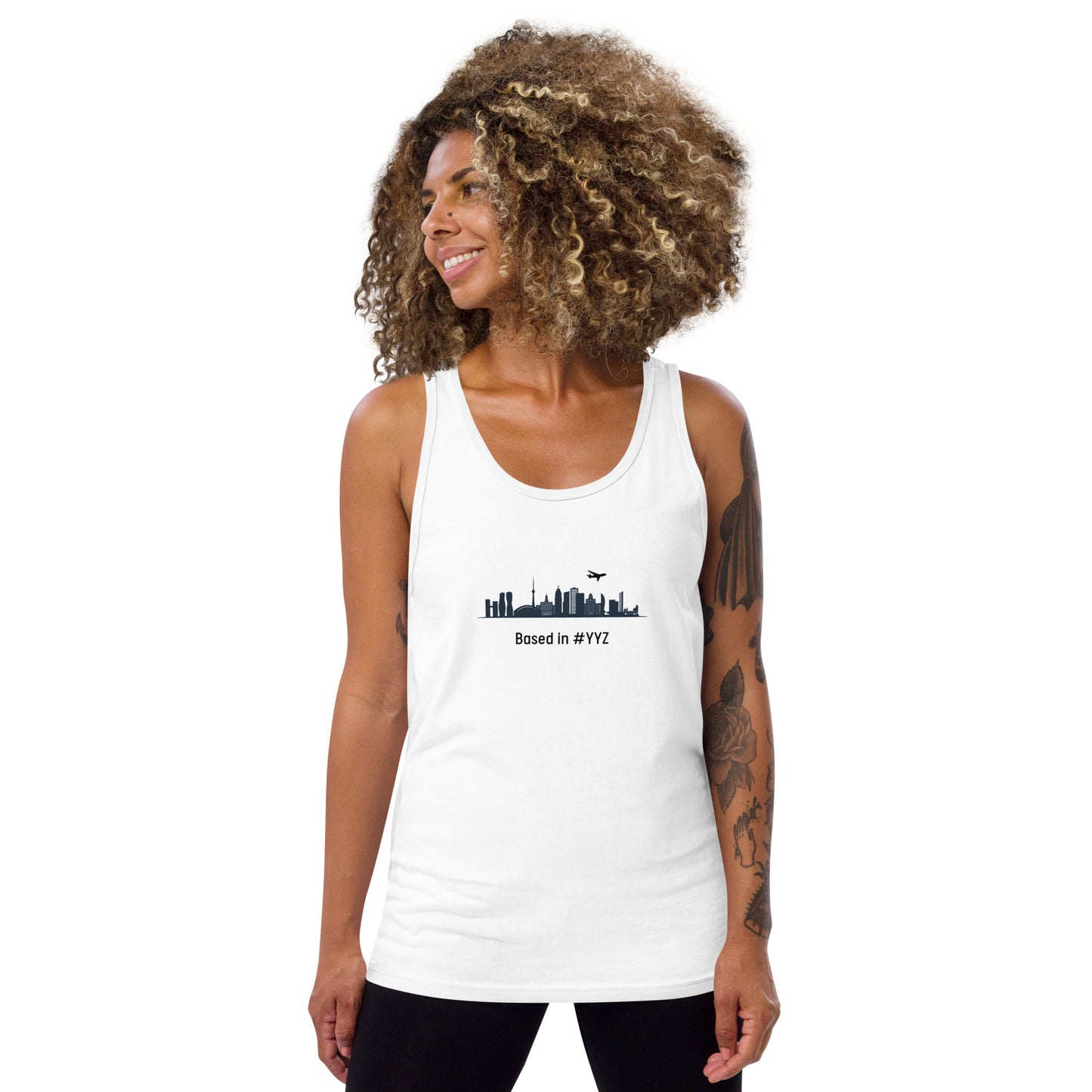 Based in YYZ Unisex Tank Top - Black - Remove B4 Flight