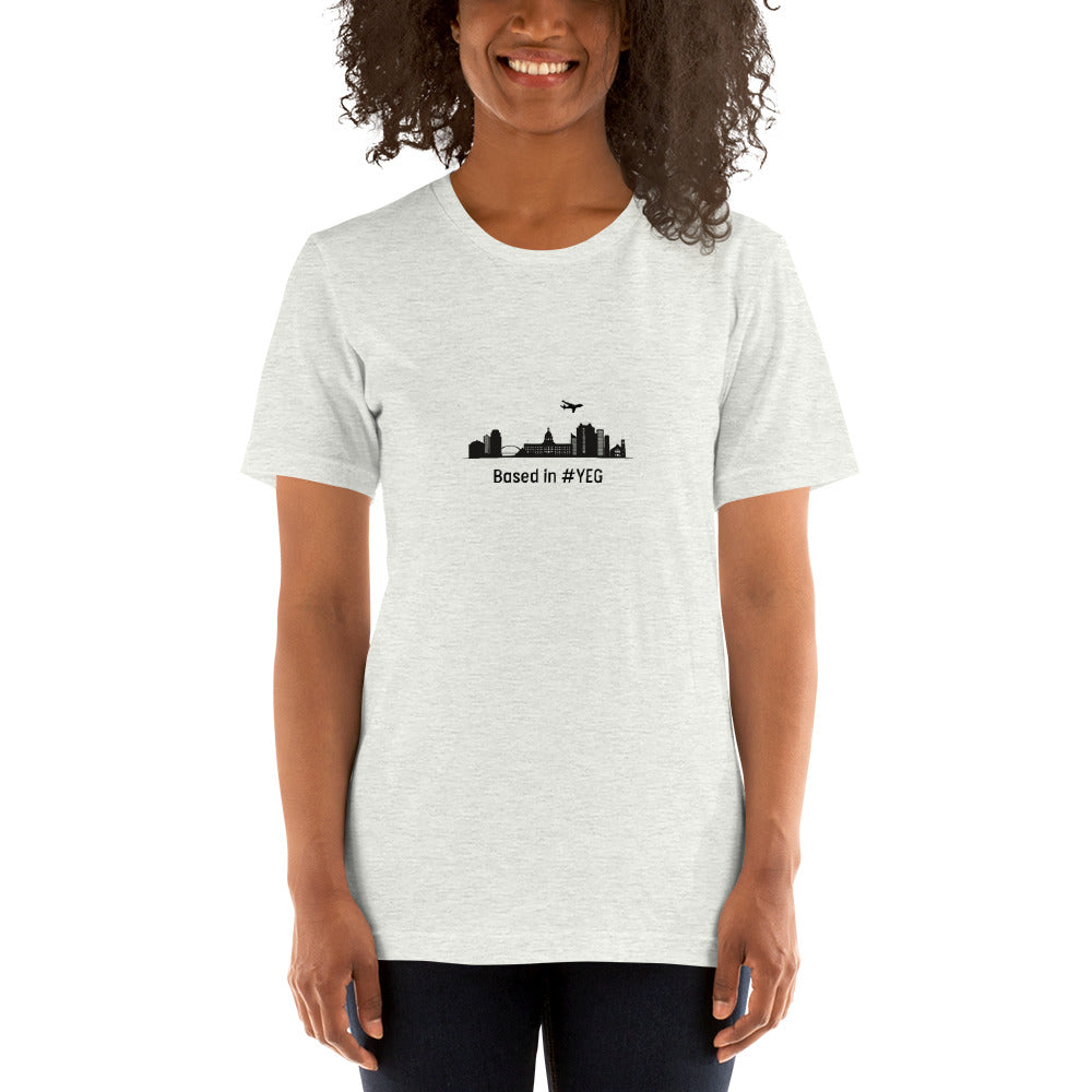 Based in YEG Unisex T-shirt - Black - Remove B4 Flight