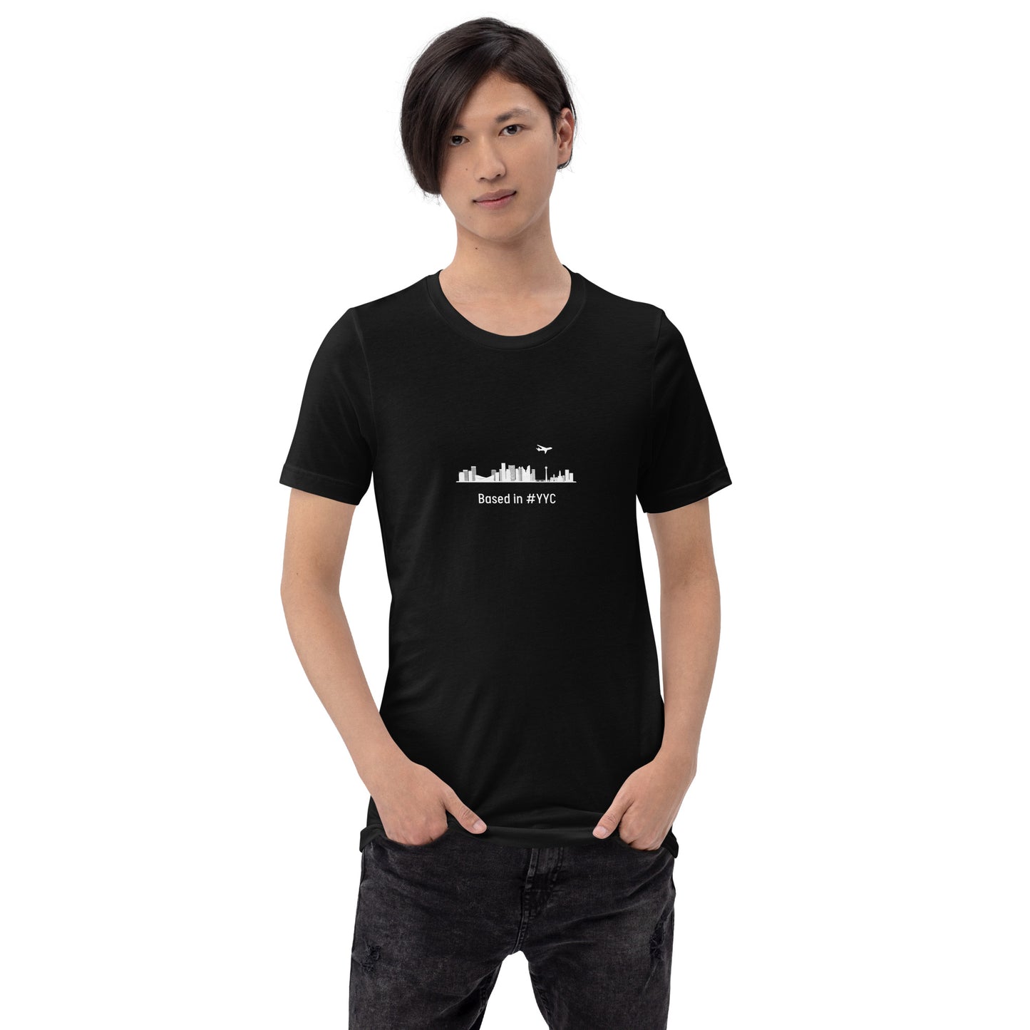 Based in YYC Unisex T-shirt - White - Remove B4 Flight