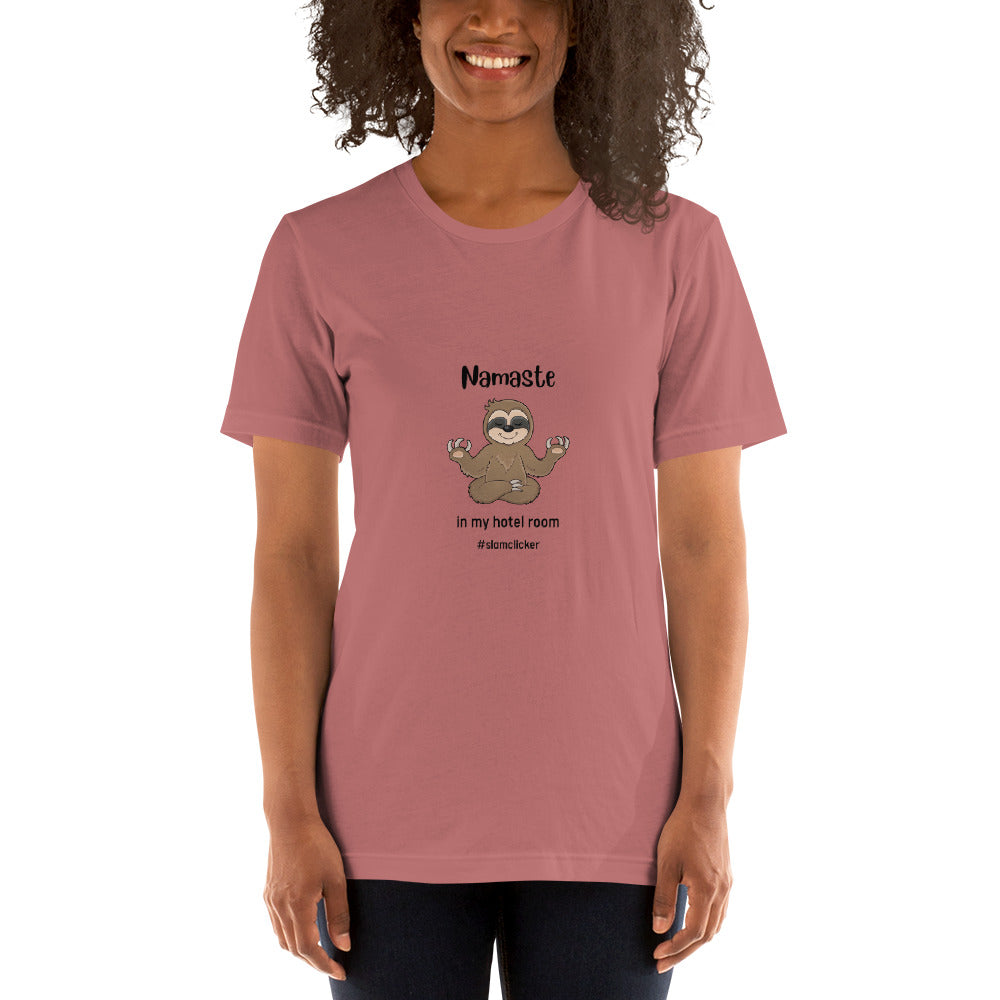 Namaste in Bed Unisex T-shirt - Black - Remove B4 Flight