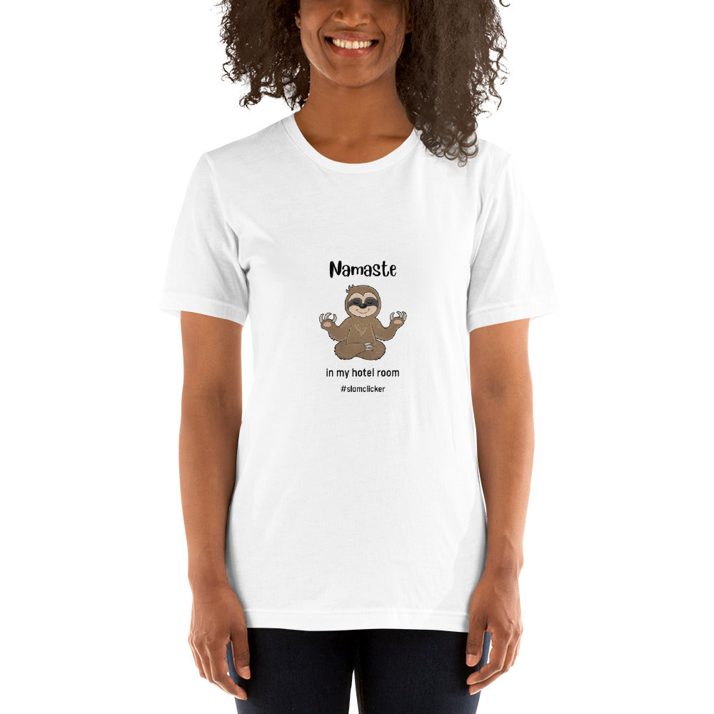 Namaste in Bed Unisex T-shirt - Black - Remove B4 Flight