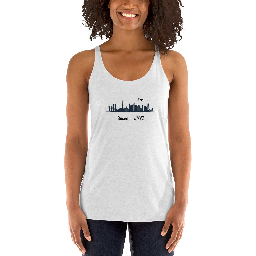 Based in YYZ Women's Racerback Tank - Black - Remove B4 Flight