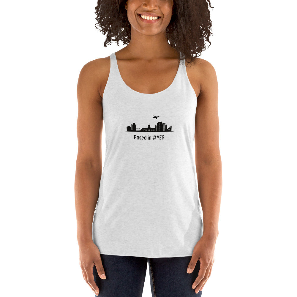 Based in YEG Women's Racerback Tank - Black - Remove B4 Flight