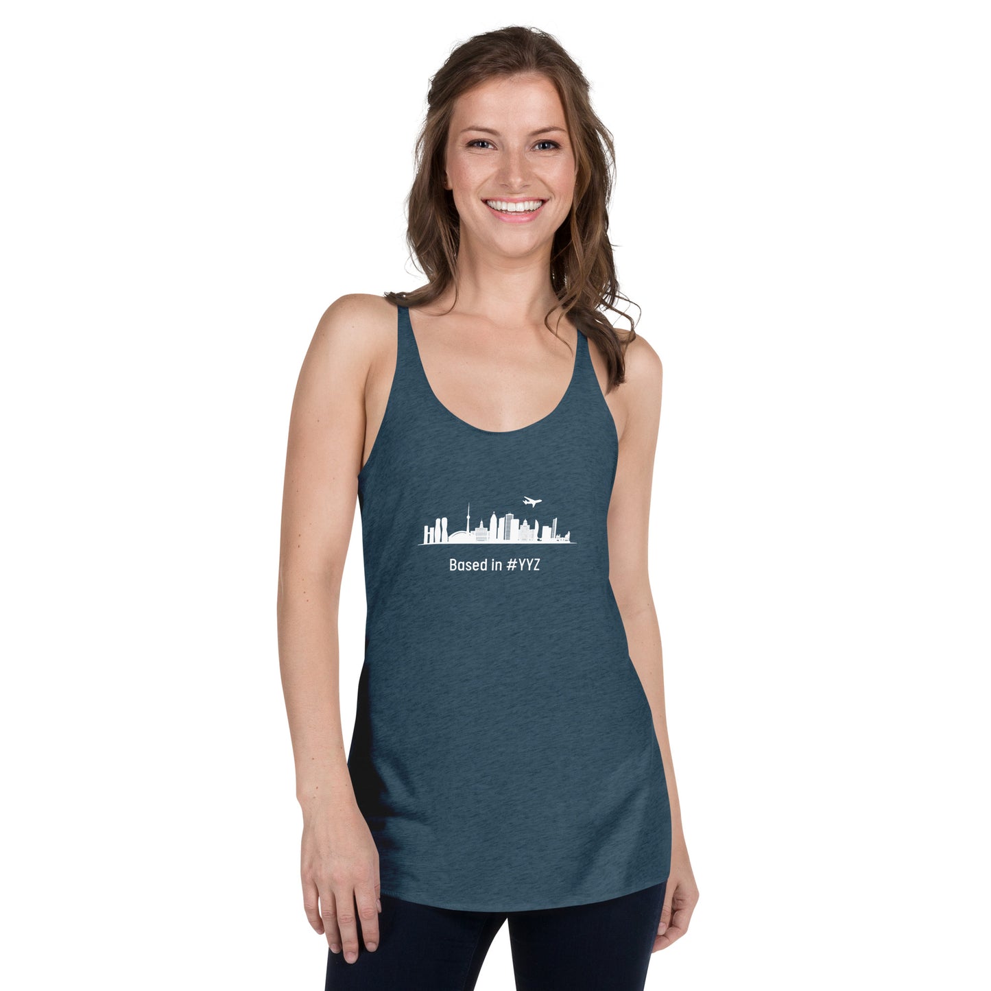 Based in YYZ Women's Racerback Tank - White - Remove B4 Flight