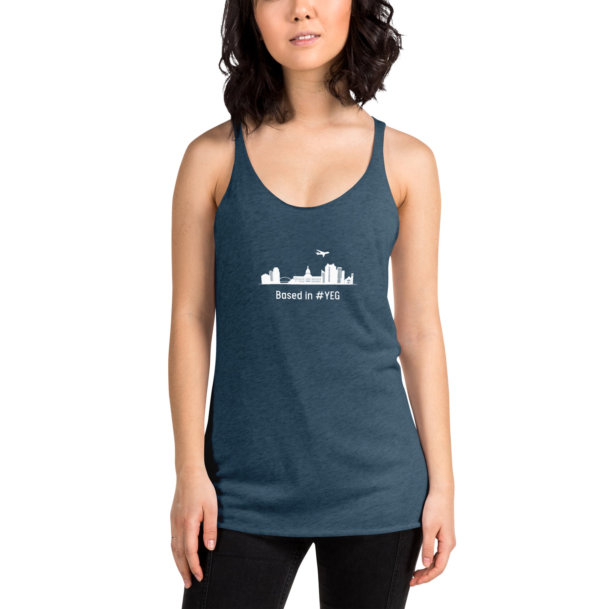 Based in YEG Women's Racerback Tank - White - Remove B4 Flight