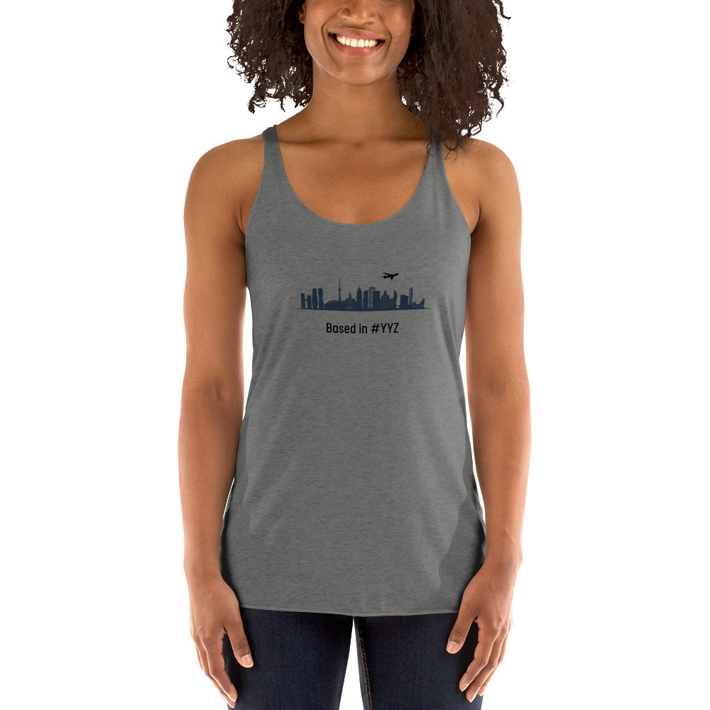 Based in YYZ Women's Racerback Tank - Black - Remove B4 Flight