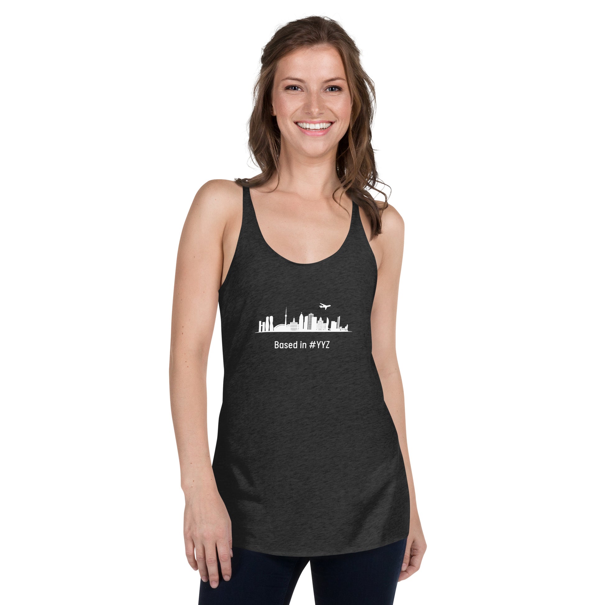 Based in YYZ Women's Racerback Tank - White - Remove B4 Flight