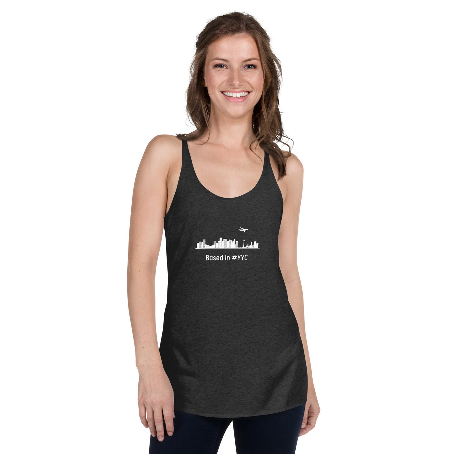 Based in YYC Women's Racerback Tank - White - Remove B4 Flight