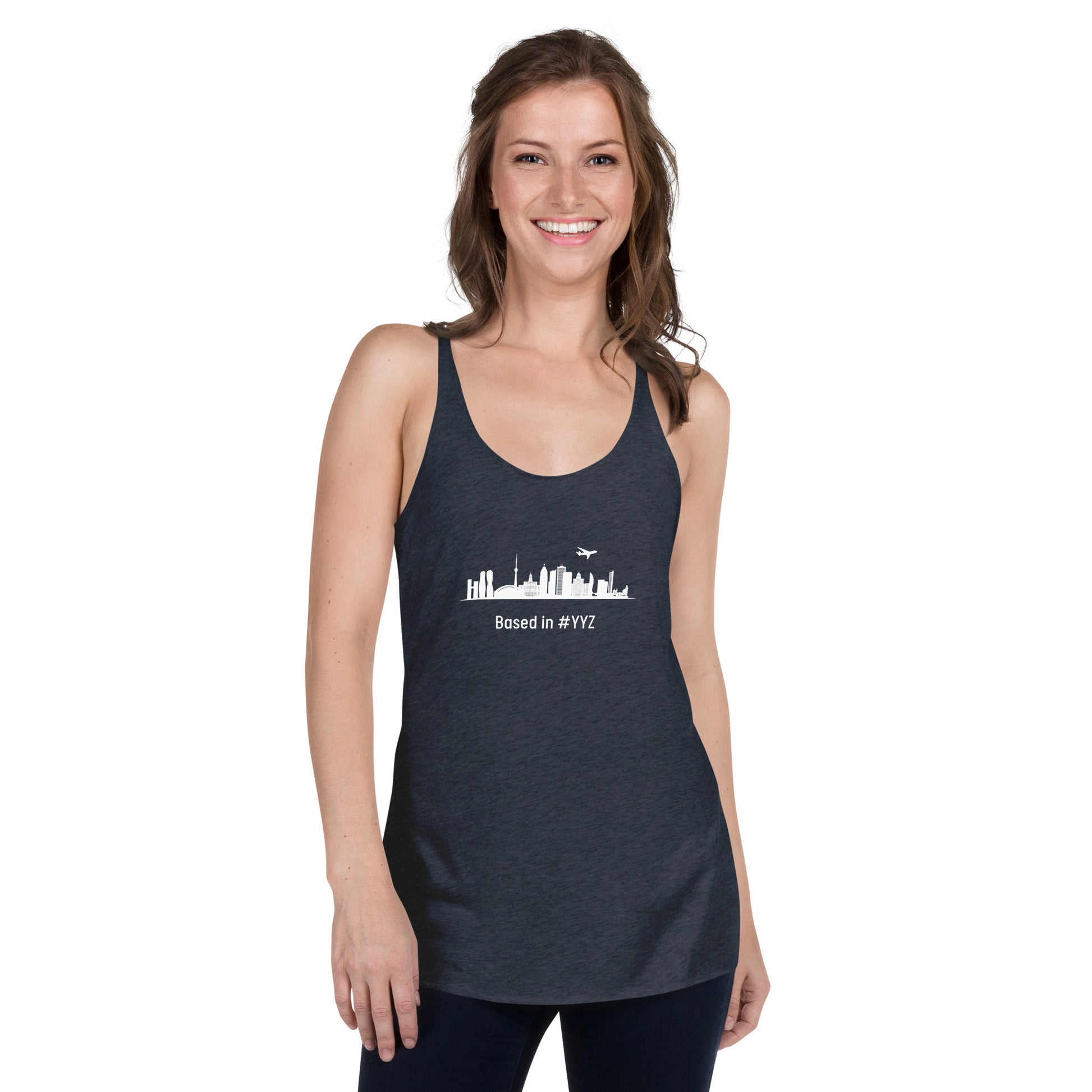 Based in YYZ Women's Racerback Tank - White - Remove B4 Flight