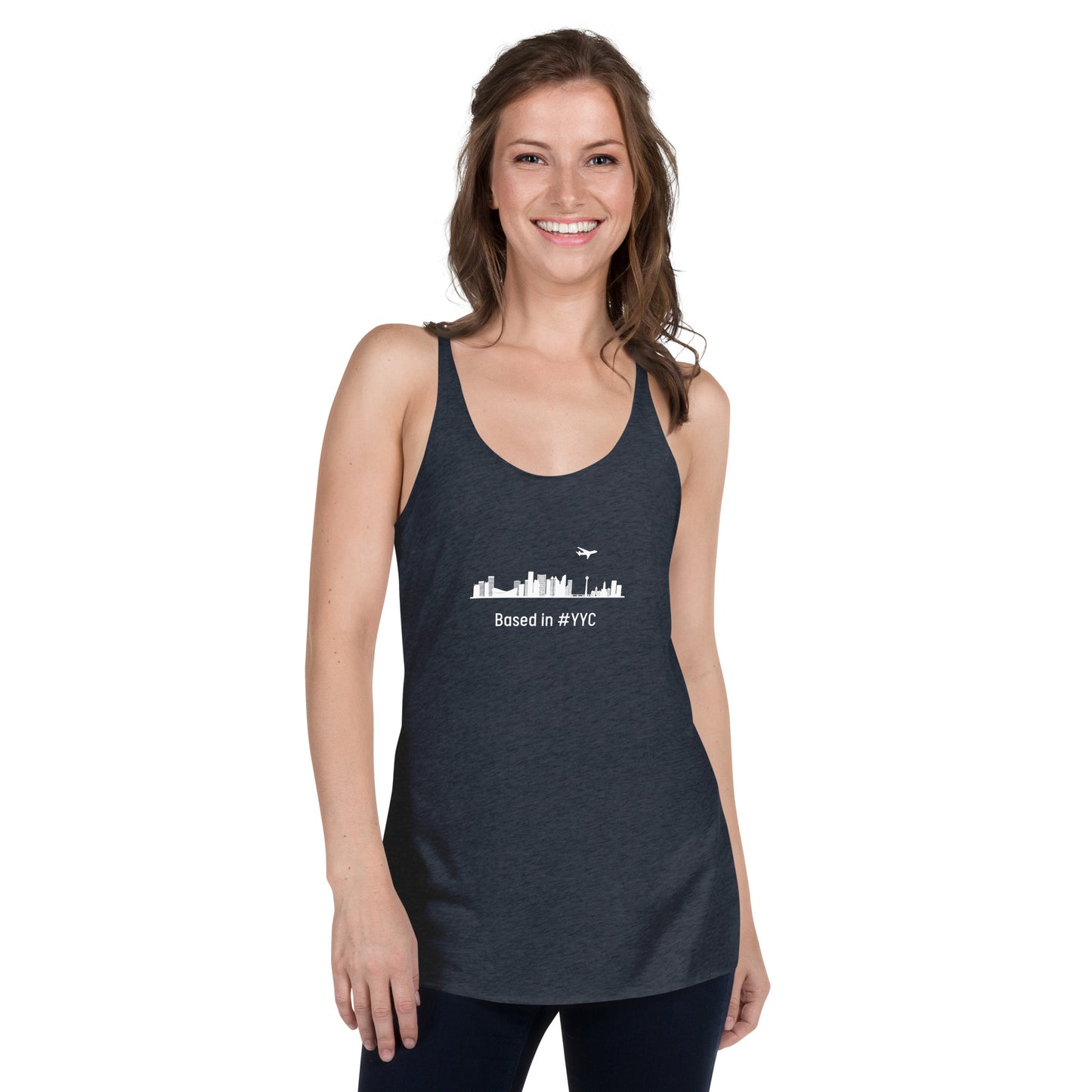 Based in YYC Women's Racerback Tank - White - Remove B4 Flight