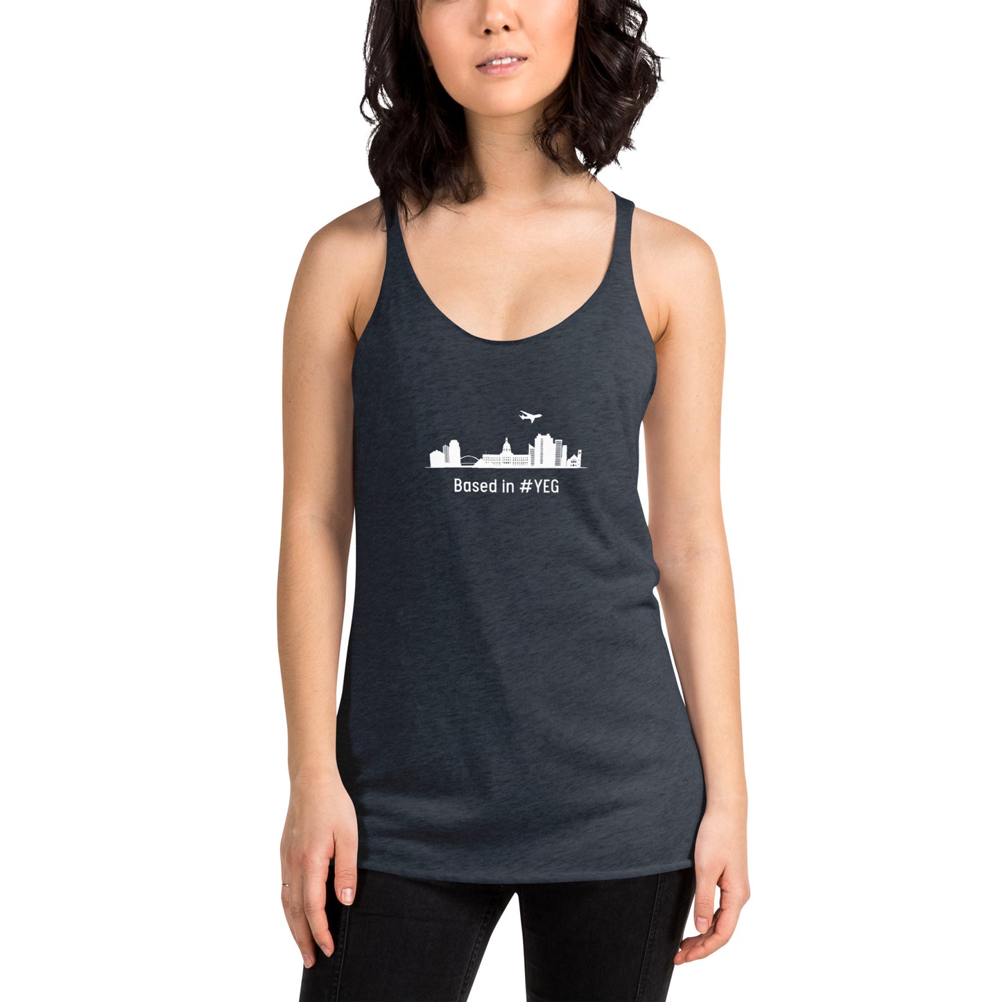 Based in YEG Women's Racerback Tank - White - Remove B4 Flight