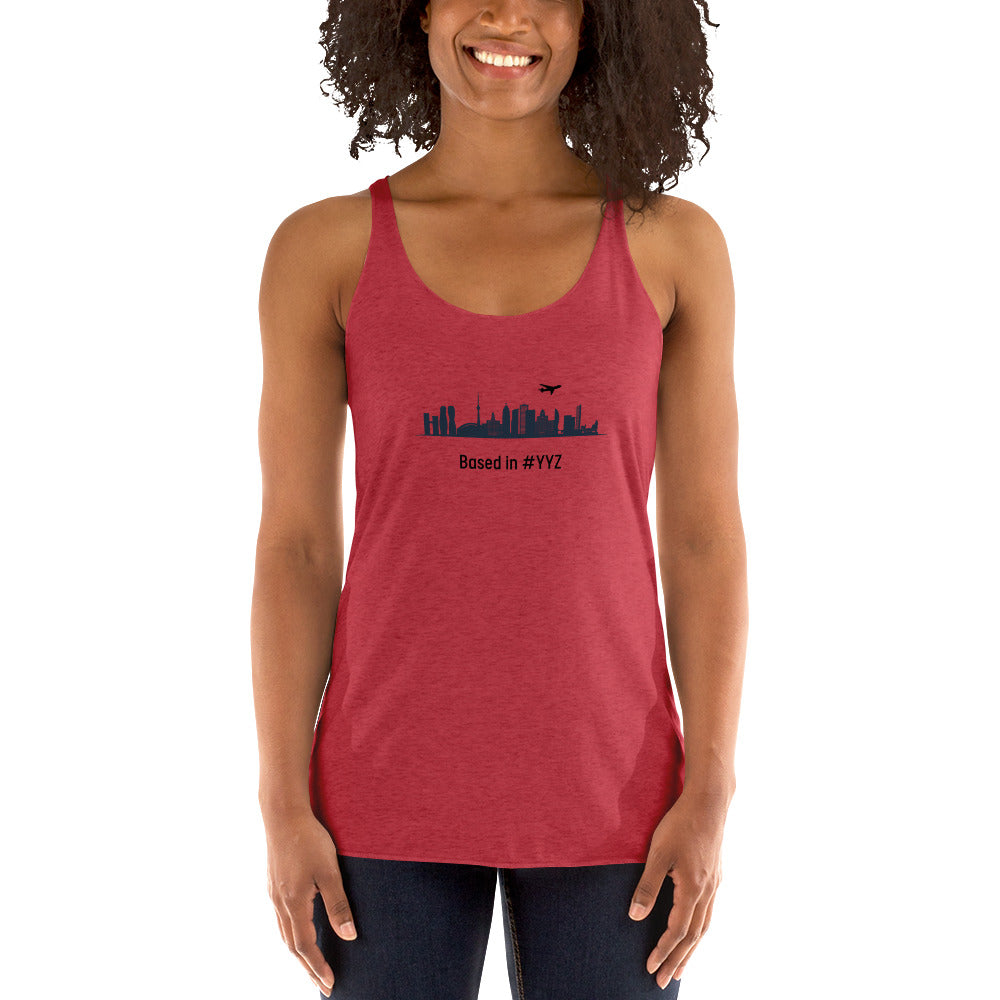 Based in YYZ Women's Racerback Tank - Black - Remove B4 Flight