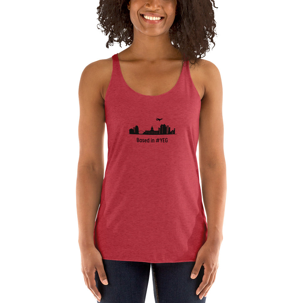 Based in YEG Women's Racerback Tank - Black - Remove B4 Flight